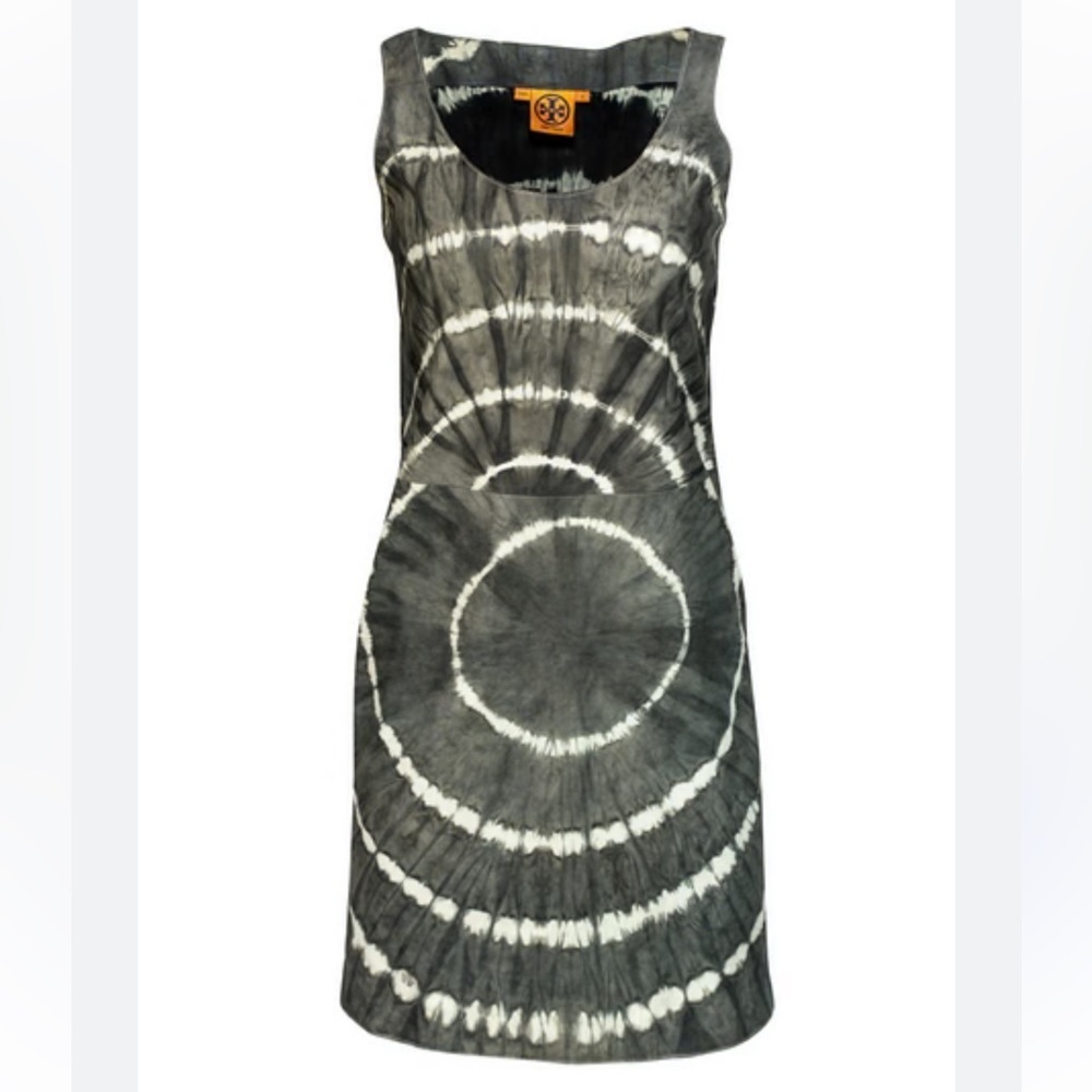 Tory Burch  Leather Dress Greystone  Shawna Tie-Dye Night Out Size 0